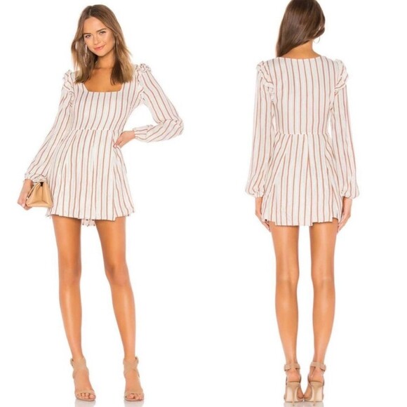 Tularosa Dresses & Skirts - Tularosa Blaine Mini Dress Stripe Ruffle Sleeve  Feminine Romantic Western Large